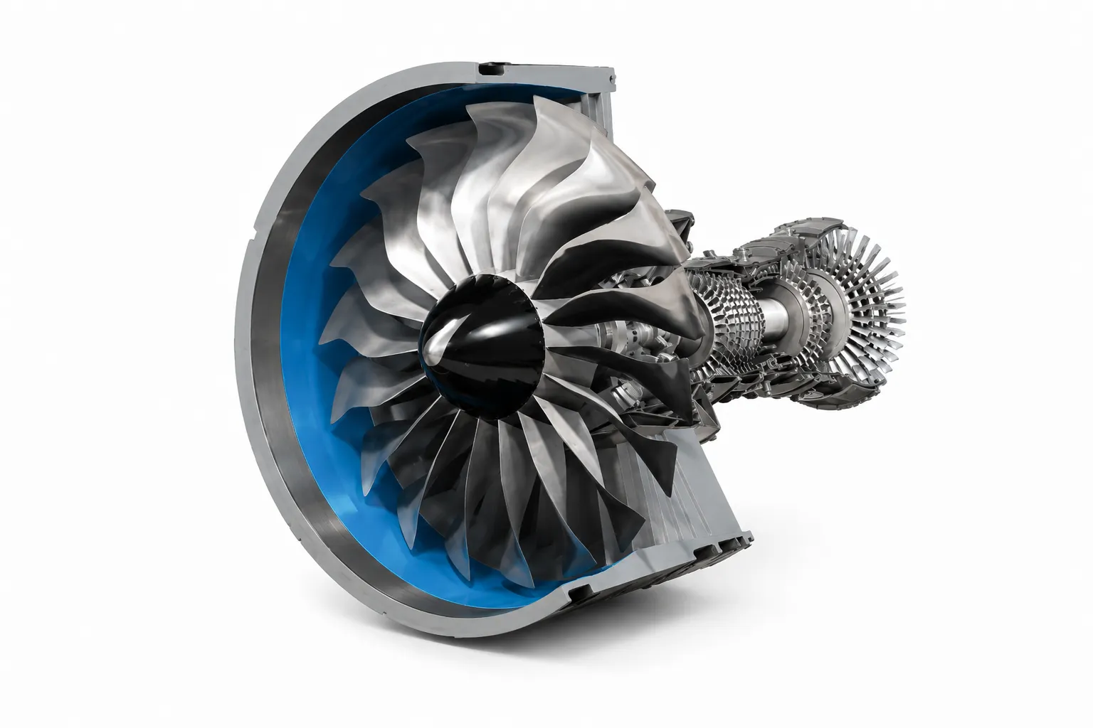Pratt & Whitney GTF engine family on a white background