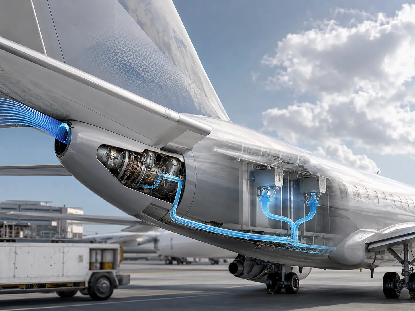 APU supplying pneumatic air to the aircraft air conditioning system