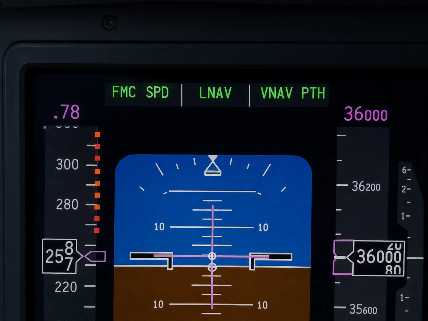 FMA indication on the primary flight display