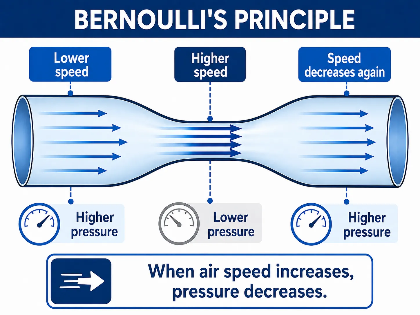 Bernoulli principle and airflow over a wing
