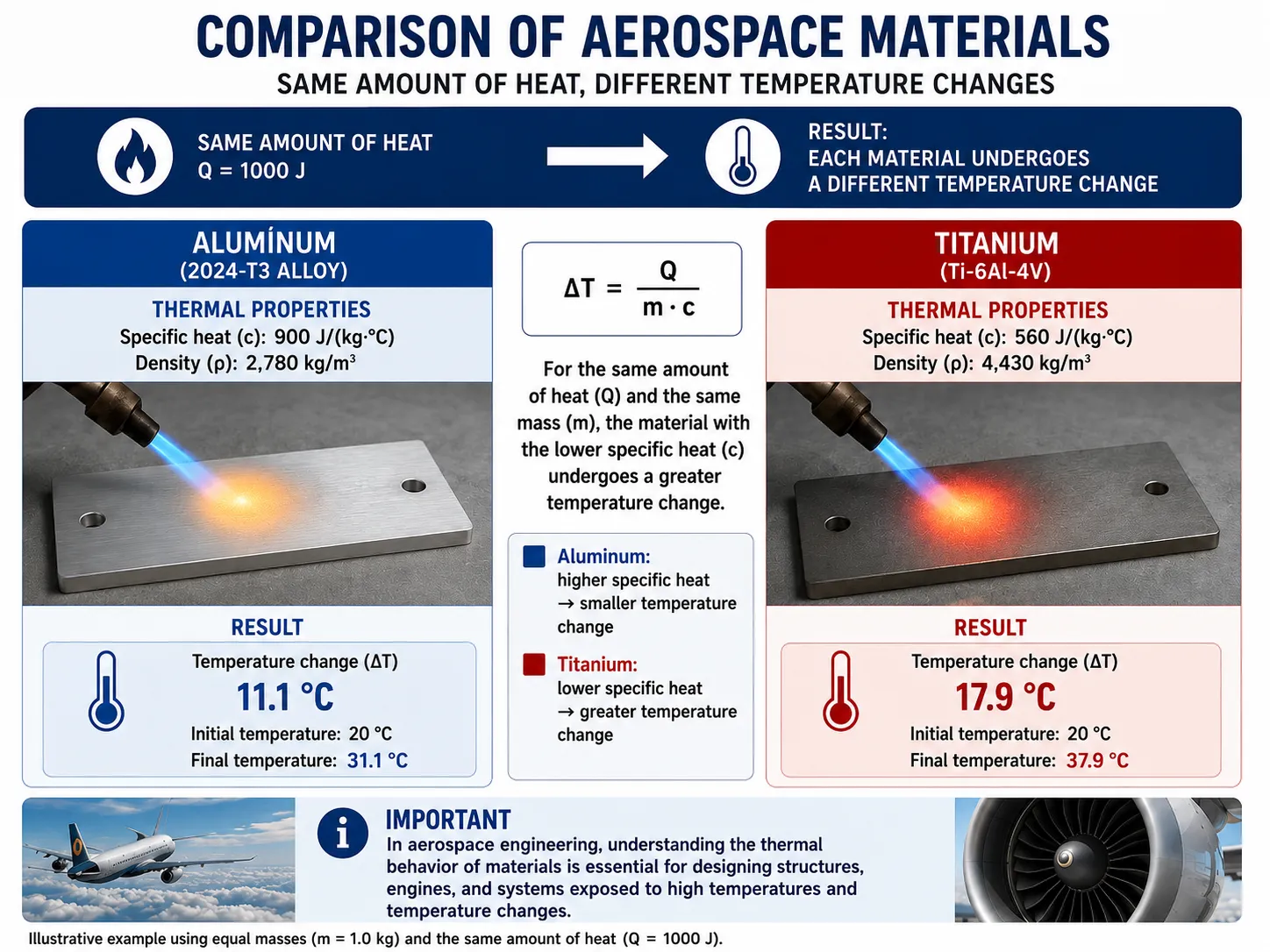 Heat capacity and specific heat in aerospace materials