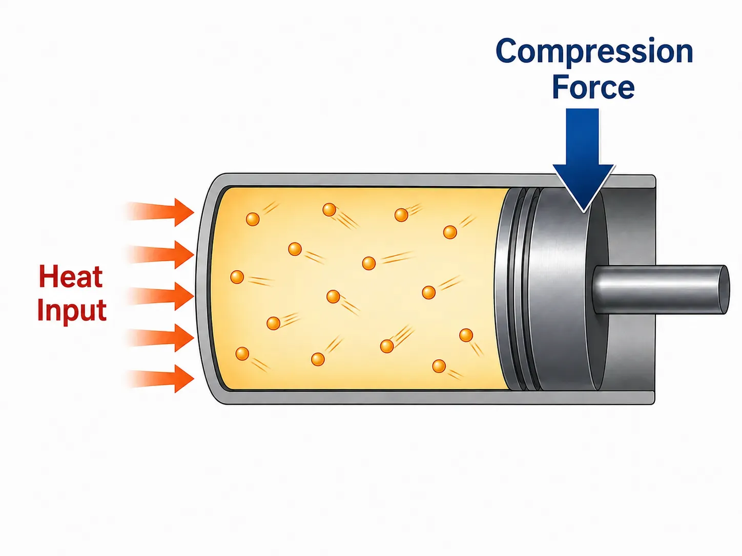First Law of Thermodynamics in a gas cylinder with a piston